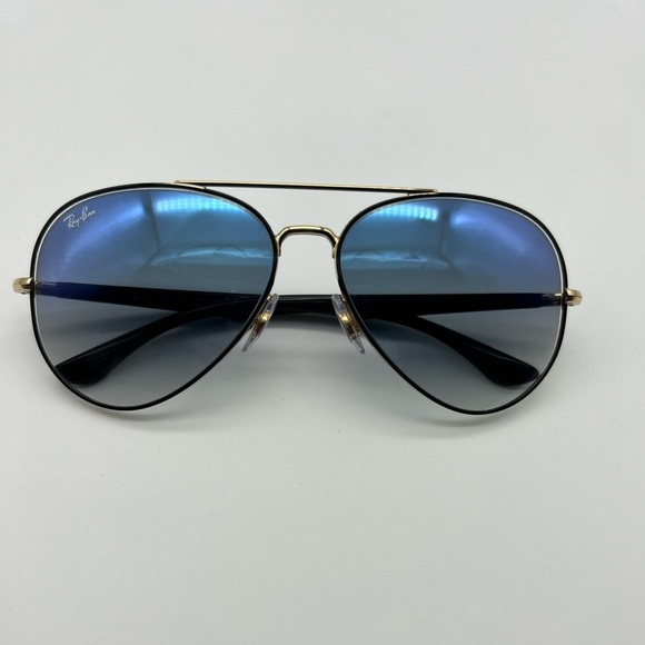 Ray Ban 0RB3675 Black Blue Sunglasses Unisex  Aviator 58mm New - Picture 6 of 13